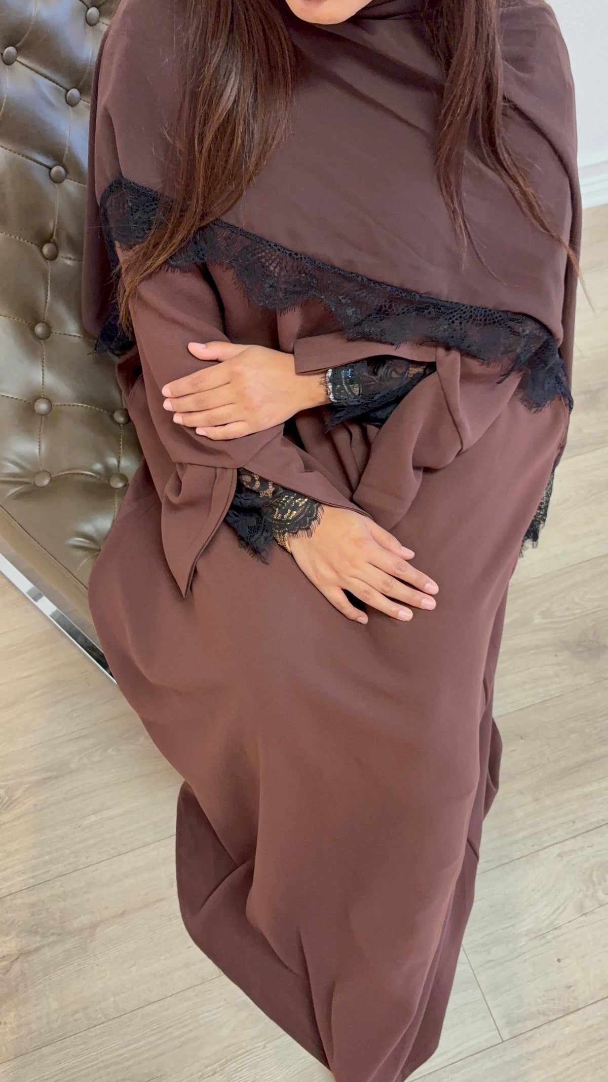 Mocha Lace Abaya