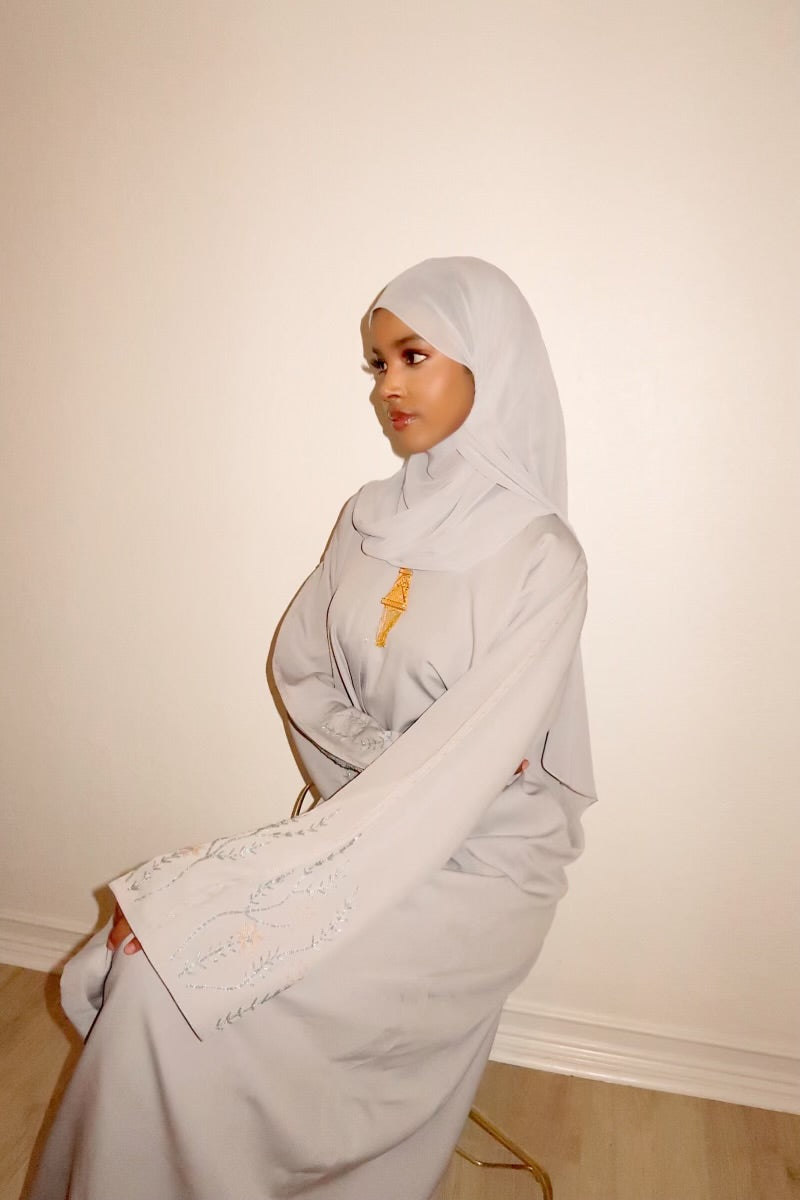 Silver petal abaya