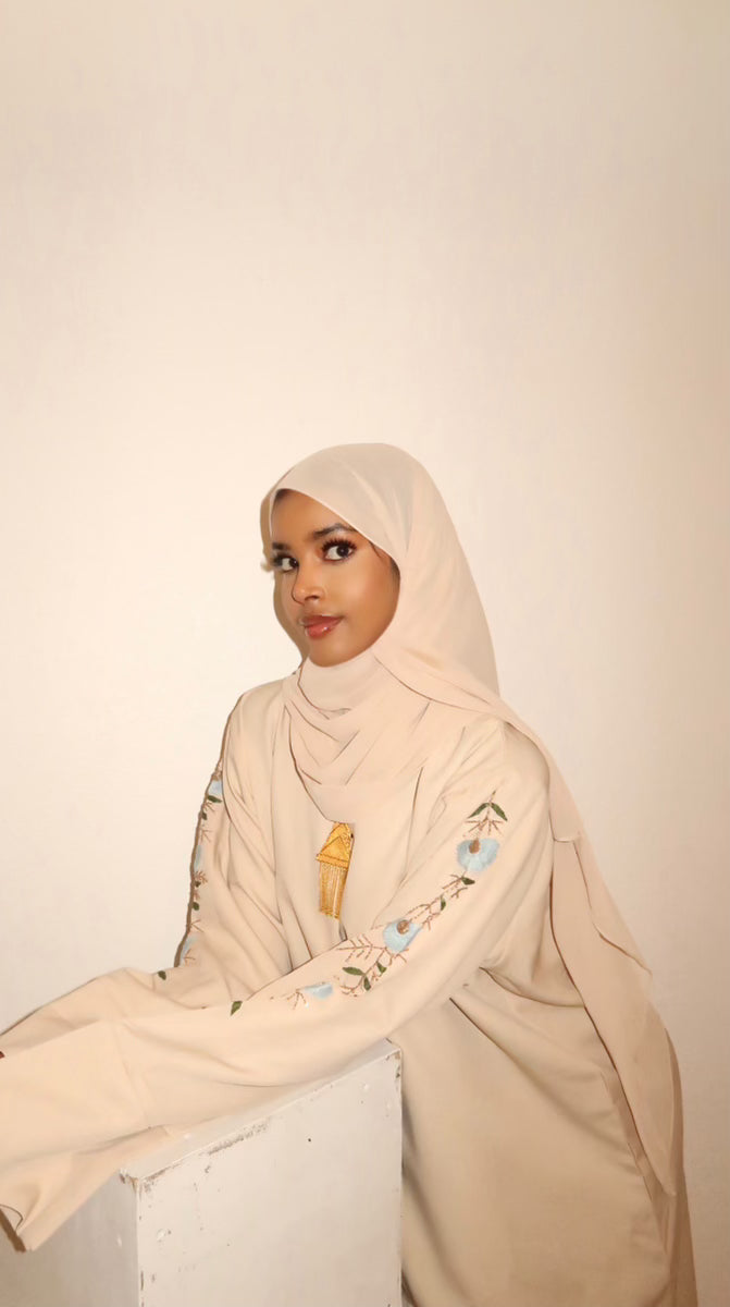 Cream petal abaya
