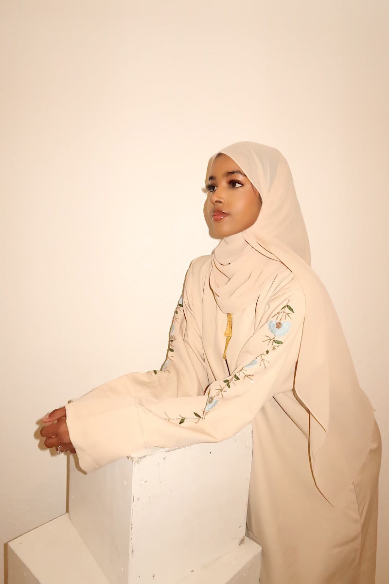 Cream petal abaya