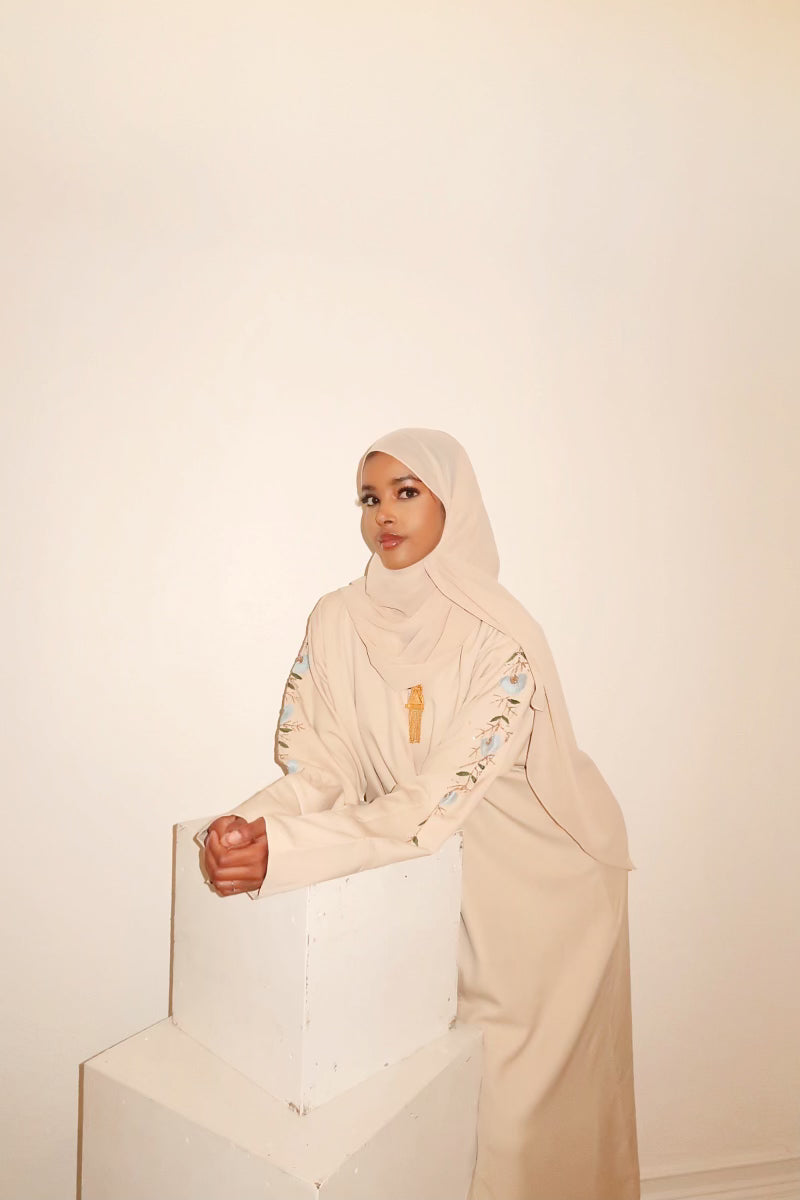 Cream petal abaya