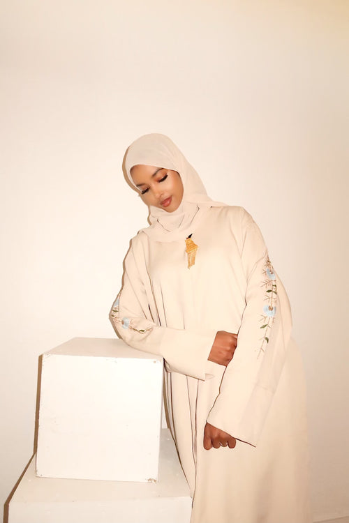 Cream petal abaya